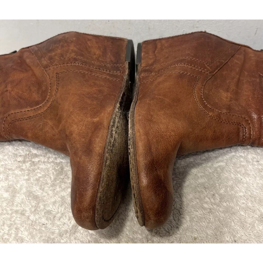 FRYE Carson Wedge Bootie Women's 6 M Brown Leather Western Ankle Boot Zip - Picture 8 of 14